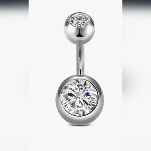 Elegant Silver Short Bar Belly Button Ring 6mm